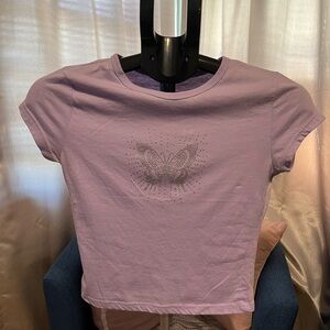 Rue21 Lilac Butterfly Baseball Cropped Top